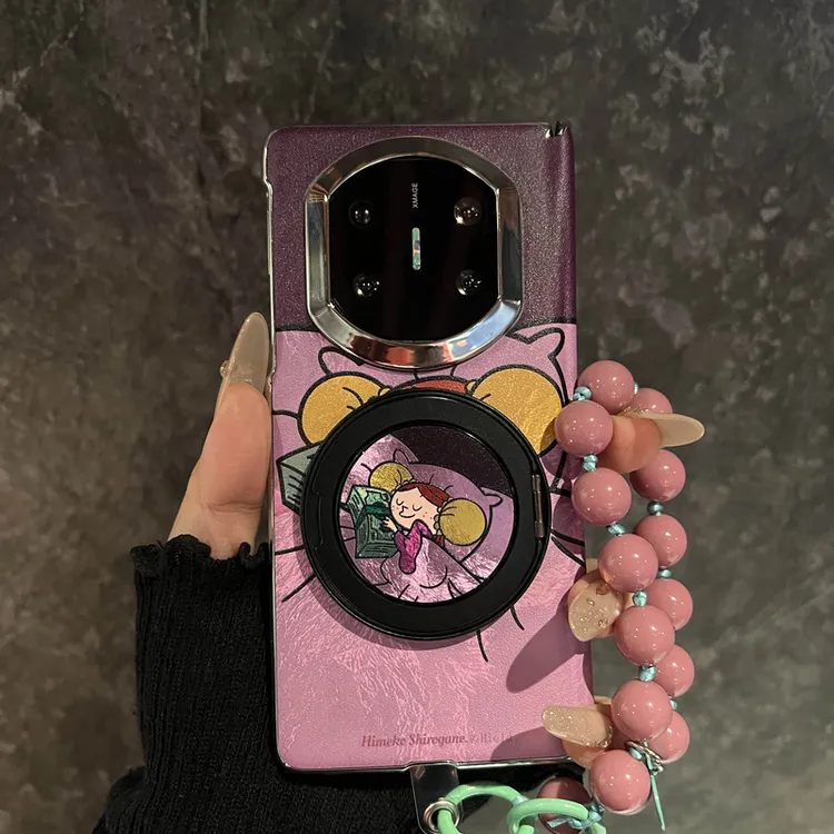 适用华为mateX7典藏版折叠屏手机壳紫色可爱睡梦女孩matex6中轴保