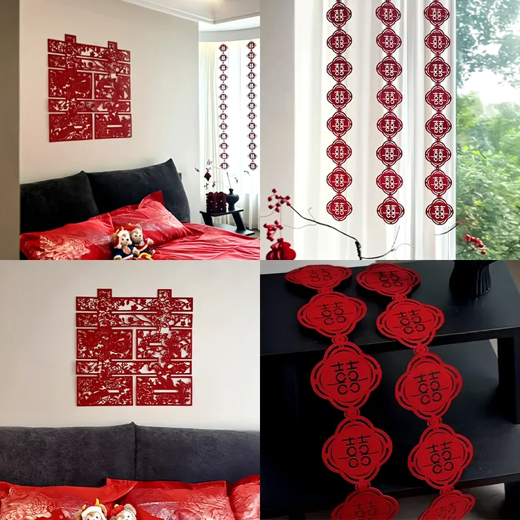 结婚全套不伤墙喜字高级感装饰新婚房男女方中式囍字摆件布置套装
