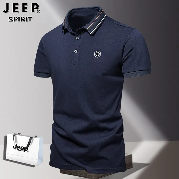 Jeep吉普夏季冰丝高端polo衫商务休闲短袖t恤男士纯色潮流半袖潮T