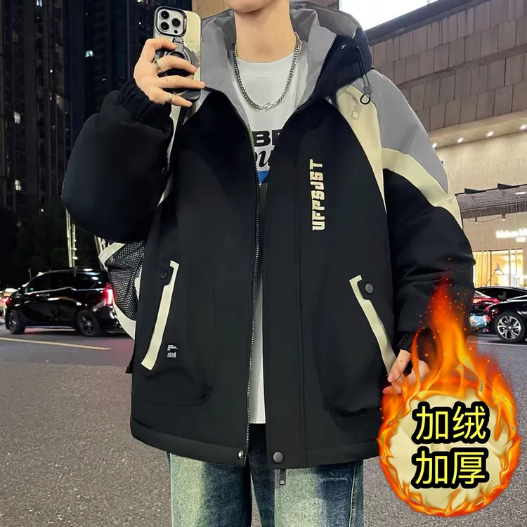 13初高中学生外套加厚棉服12岁15男孩帅气秋冬装14大童加绒夹克潮