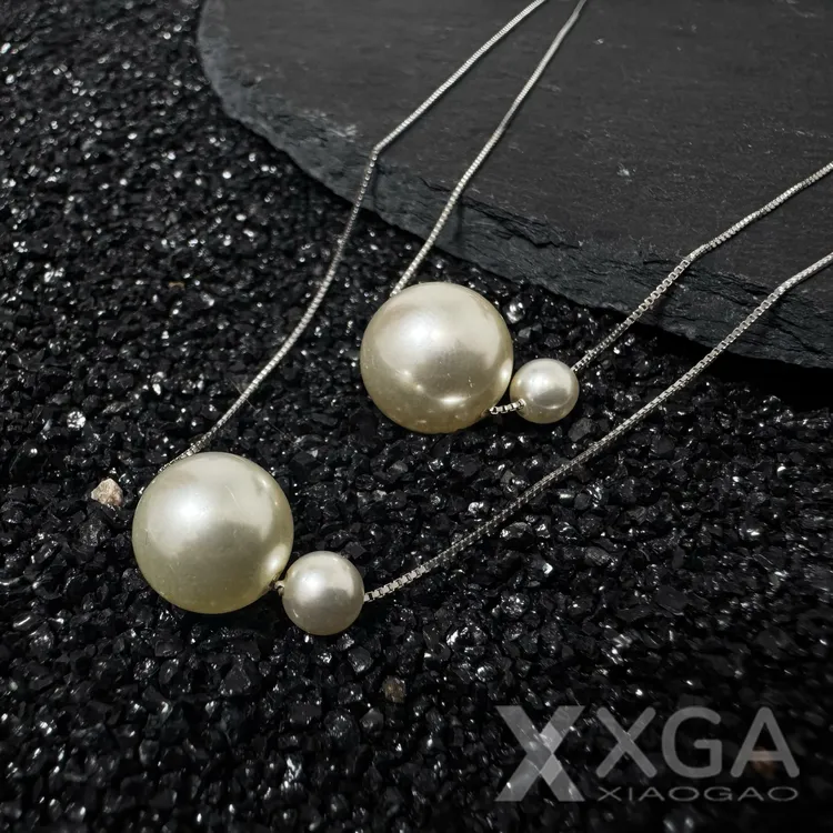 链子925银仿珍珠 F1同款大小珍珠可调节锁骨链男女轻奢百搭款项链