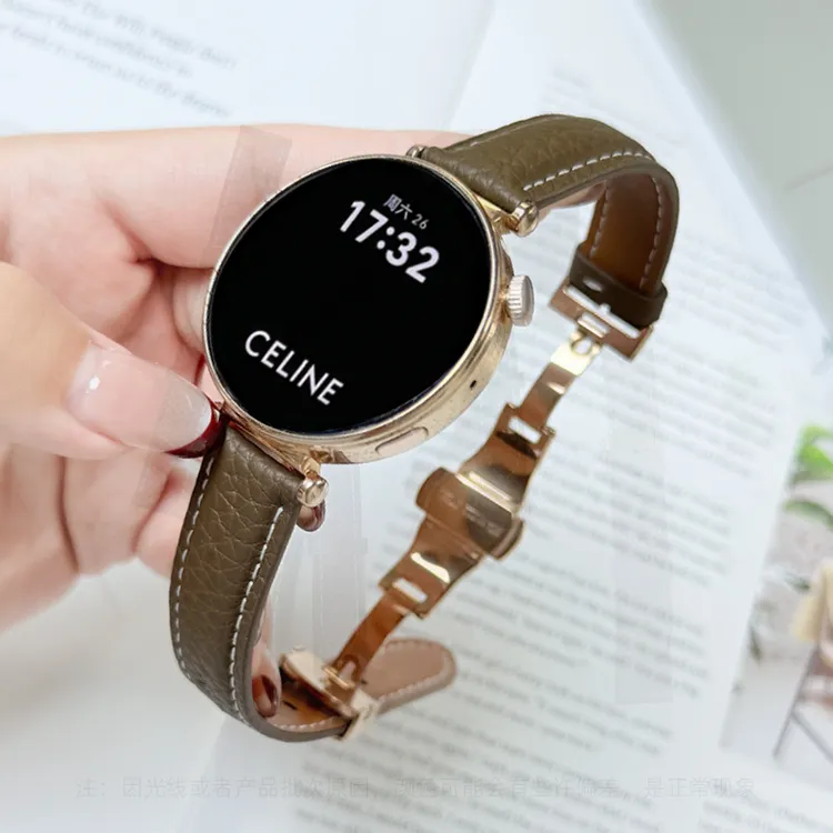 欣成适用华为GT6手表带GT5/GT4女荔枝纹真皮表带GT3高级感GT2腕带