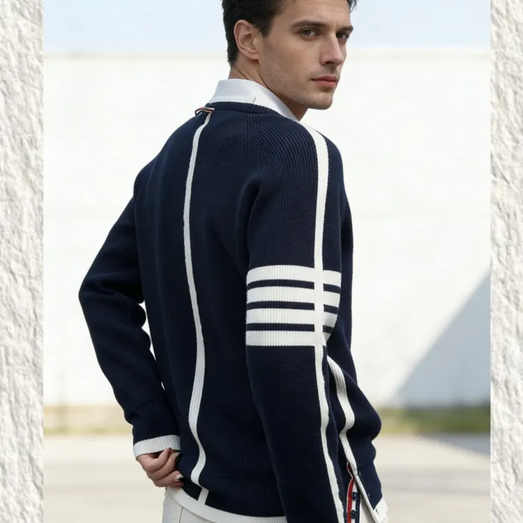 【拼色系列】男女同款时尚高级感穿搭百搭针织圆领毛衣秋冬661673