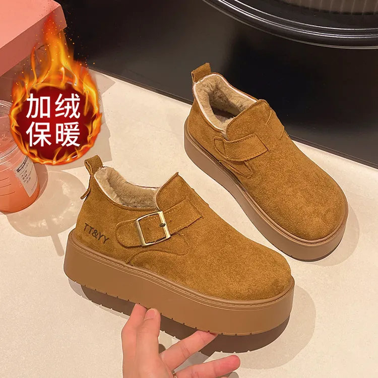 勃肯鞋女大棉厚绒2025年秋冬新款厚底松糕一脚蹬博肯鞋防滑雪地靴