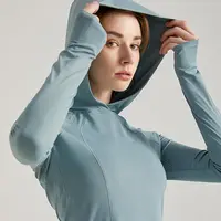 LULUISSUE臻享瑜伽服女秋冬新款跑步速干长袖健身衣连帽修身运动