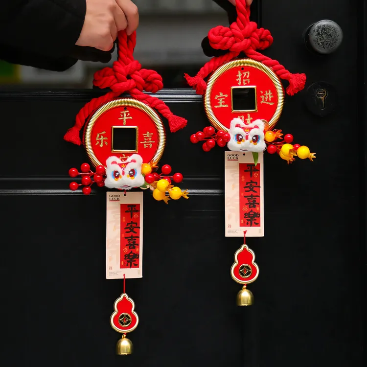 菲寻新年装饰万字结挂件2026马年入户门铜钱挂饰春节过年氛围布置