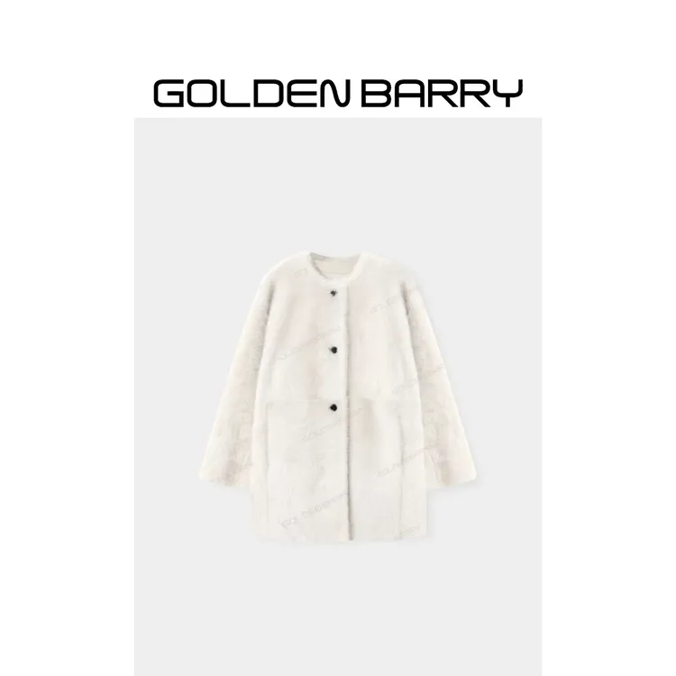 GOLDENBARRY|151031“雪域暖阳”时尚圆领皮毛一体外套