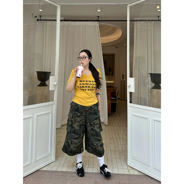 迷彩假日~胖MM大码显瘦百搭运动宽松迷彩工装休闲裤G3K0004