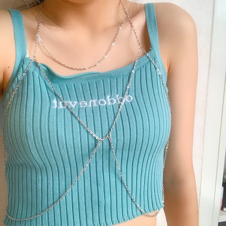 欧美性感时尚沙滩辣妹吊带配饰 流行饰品挂脖链胸链身体链女百搭