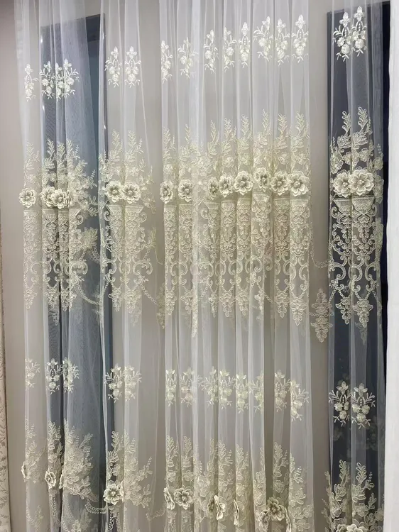 欧式奢华宫廷刺绣绣花纱帘客厅卧室阳台复古风美式法式成品纱帘