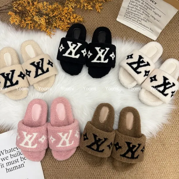 毛毛拖鞋女外穿2025秋冬新款高级感网红刺绣棉拖鞋时尚百搭厚底