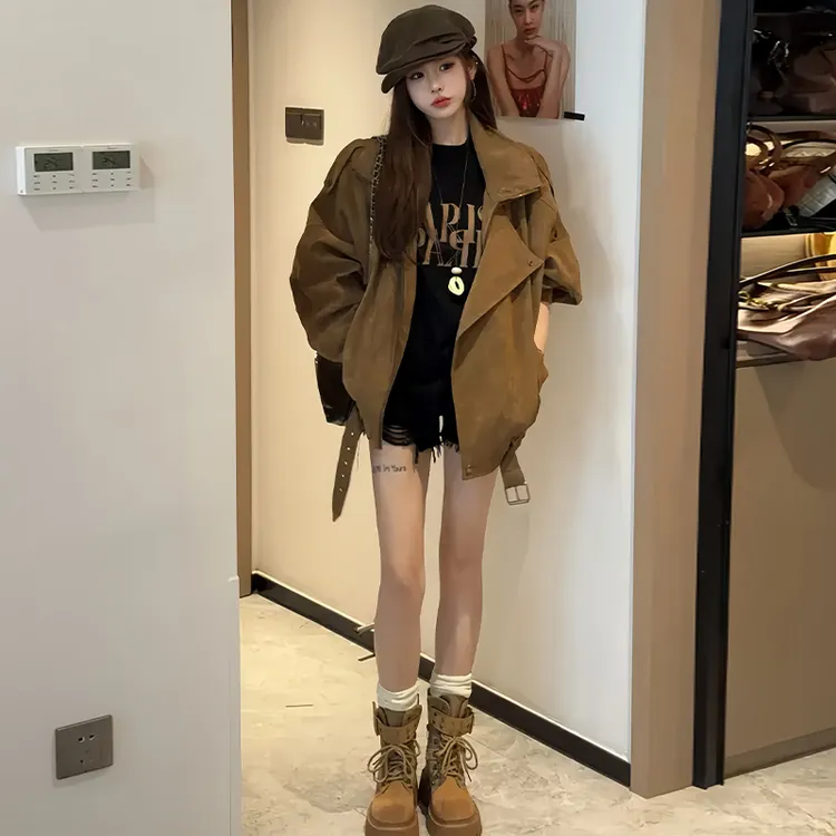 宽松复古时尚夹克短外套女2025年秋冬新款百搭气质设计感开衫上衣