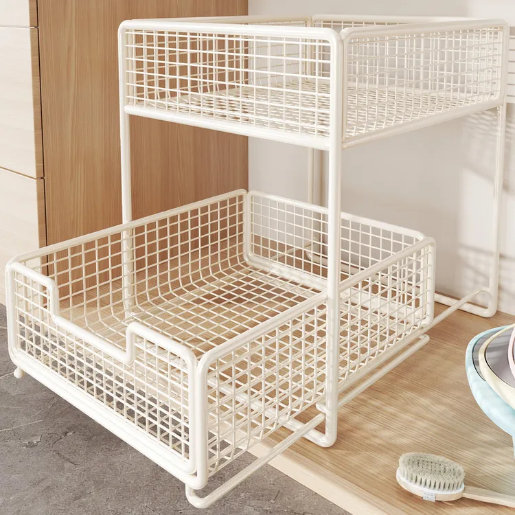 下水槽置物架抽拉洗手台卫生间浴室橱柜分层架多功能洗漱用品拉篮