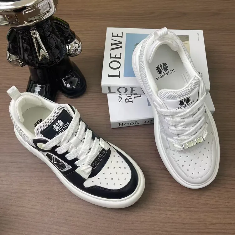 瓦伦之星VLONEVLTN高端欧货男士真皮厚底白黑运动鞋透气潮款潮流