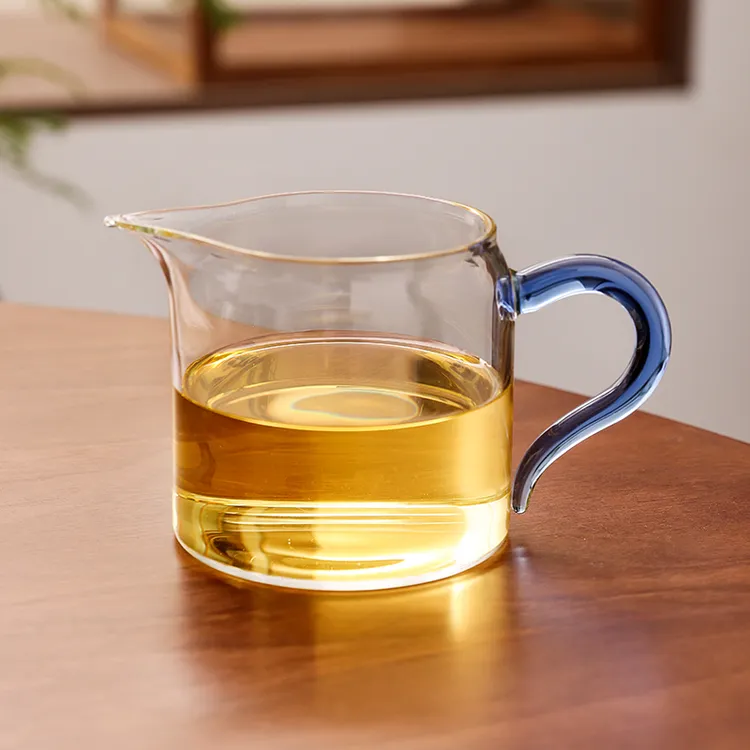 彩把加厚耐热玻璃直观公道杯茶海功夫茶具公杯分茶器茶杯带手把