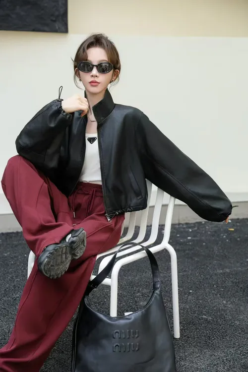 街头风加绒翻领短款常规水洗皮皮衣宽松皮夹克短外套冬季休闲百搭