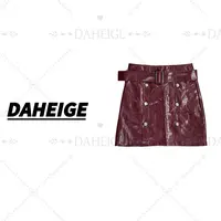 复古A型A字裙半身裙乱纹纹皮短裙春季短裙高腰皮裙D.hge 3011#