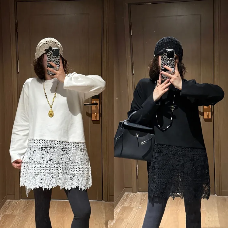 YDFSTUDIO小众【世纪之恋】欧货高品重工蕾丝拼接设计时尚百搭上衣