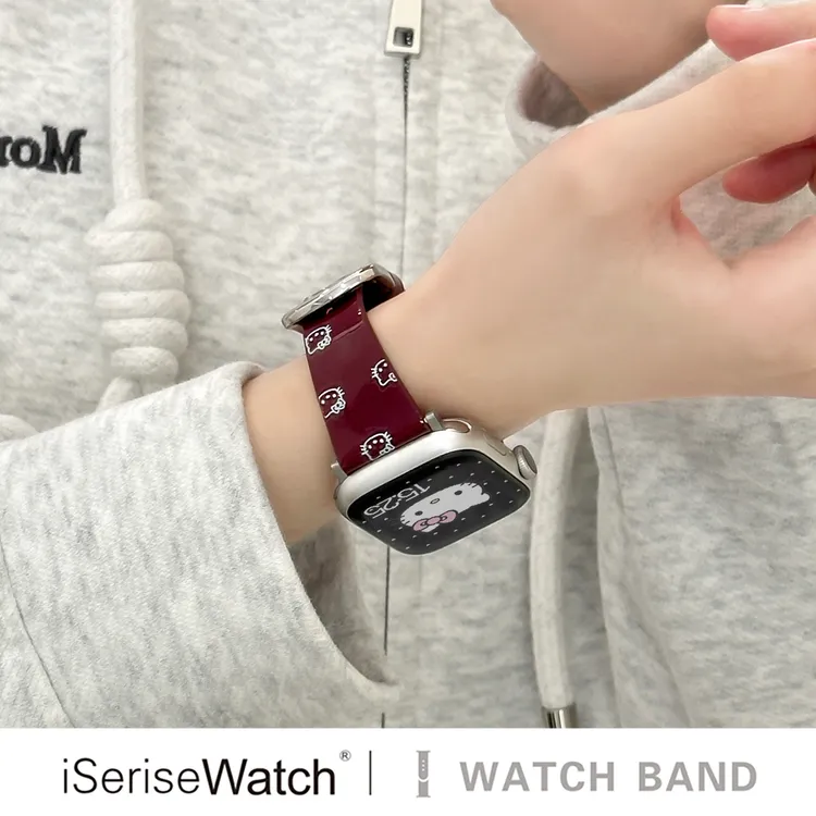iserisewatch适用iWatchs11表带苹果手表皮质米菲兔百搭可爱kt猫