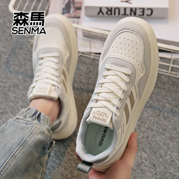 SENMA/森马男鞋厚底板鞋透气防臭轻奢休闲运动鞋情侣款黑色鞋子商品图