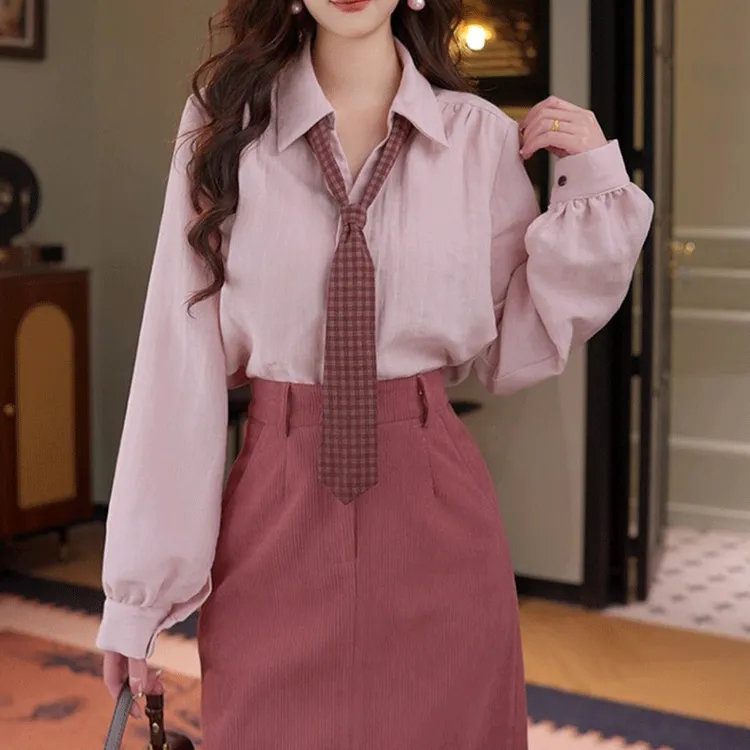 显瘦百搭复古简约通勤女衬衫2025秋季新款洋气减龄通勤时尚上衣