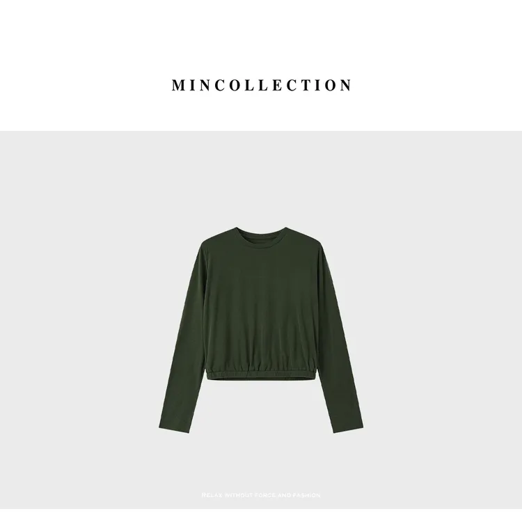 DE Mincollection收腰T/定制定染天丝混纺分割式裁剪圆领T恤40129