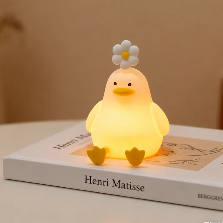 花鸭拍拍灯夜灯可爱创意暖光柔光护眼治愈卡通风硅胶环保材质