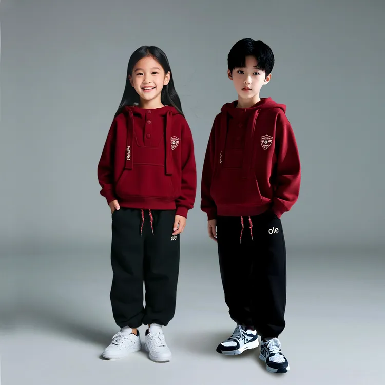 2025儿童秋季新品运动连帽卫衣套装男童女童中大童俩件套D3S5-927