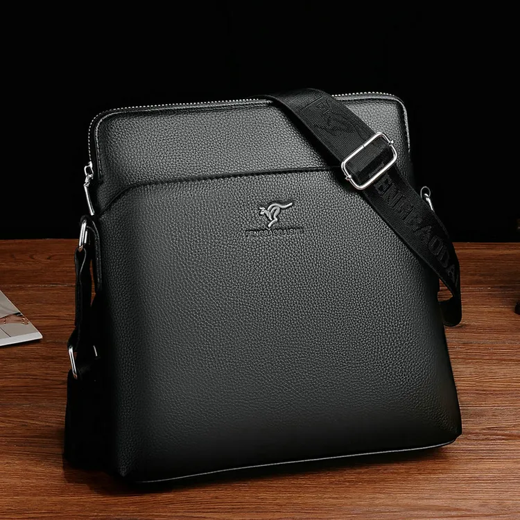 正品男包简约单肩包男斜挎包竖款挂包商务皮包时尚潮质感男士背包