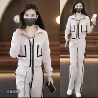 2292早秋新款时尚运动套装休闲两件套百搭减龄高腰宽松网红