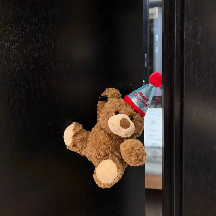 可爱生日帽小熊公仔毛绒把手挂饰家居氛围装饰
