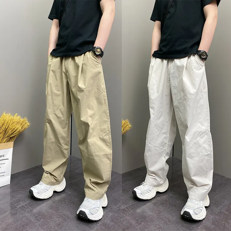2025年夏季薄款潮流韩版痞帅宽松哈伦裤青年男士休闲直筒阔腿裤子