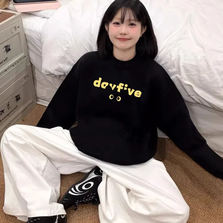 胖mm300斤黑色加绒加厚卫衣秋冬2025新款重磅宽松设计感小众上衣