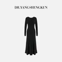 杨圣坤2025新品德国扬子纱线无缝一体优雅修身针织连衣裙S8259221