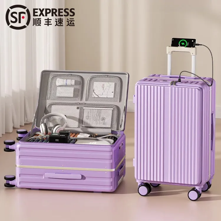 侧开盖铝框行李箱28寸深仓大容量密码箱结实耐用拉杆箱登机旅行箱