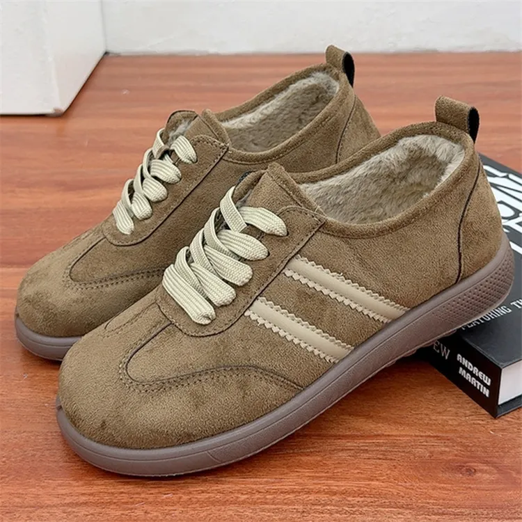 冬季新款时尚洋气百搭德训女棉鞋加绒加厚保暖休闲鞋老北京布鞋