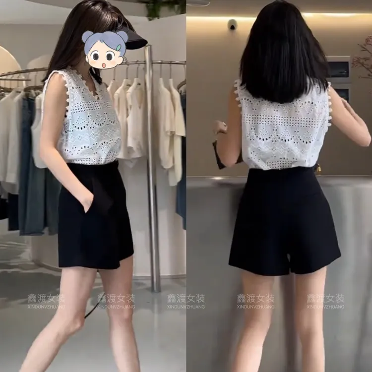 2025春夏新款时尚显瘦气质女士网红洋气两件套百搭款D5187