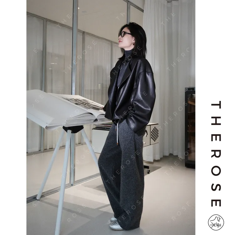 之柔【十面埋伏】西班牙进口ROW家同源无涂羊皮气质皮衣休闲短外套