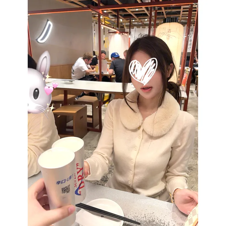 减龄娃娃领毛绒外套翻领针织开衫修身长袖上衣女秋冬百搭新款0987