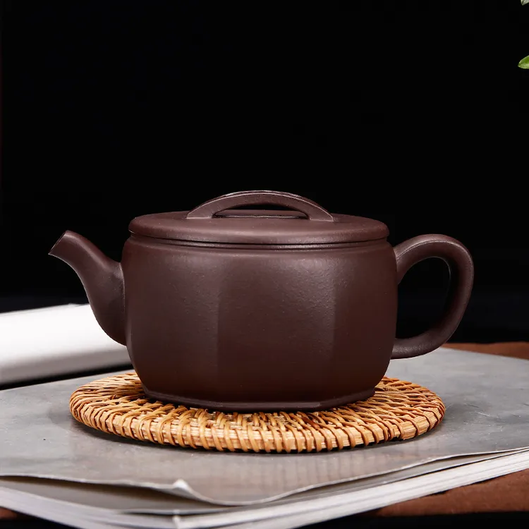 玉颐阁宜兴紫砂壶纯手工茶壶茶具名家原矿紫泥八方汉瓦壶280cc
