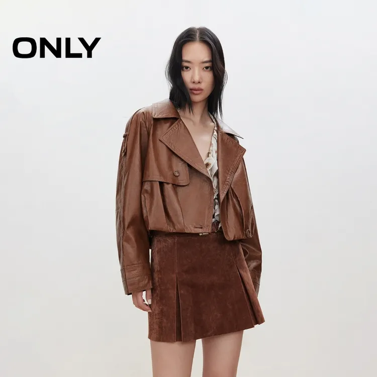【琥珀流光】ONLY2025秋季老钱风插肩短款PU外套女|1253PU001