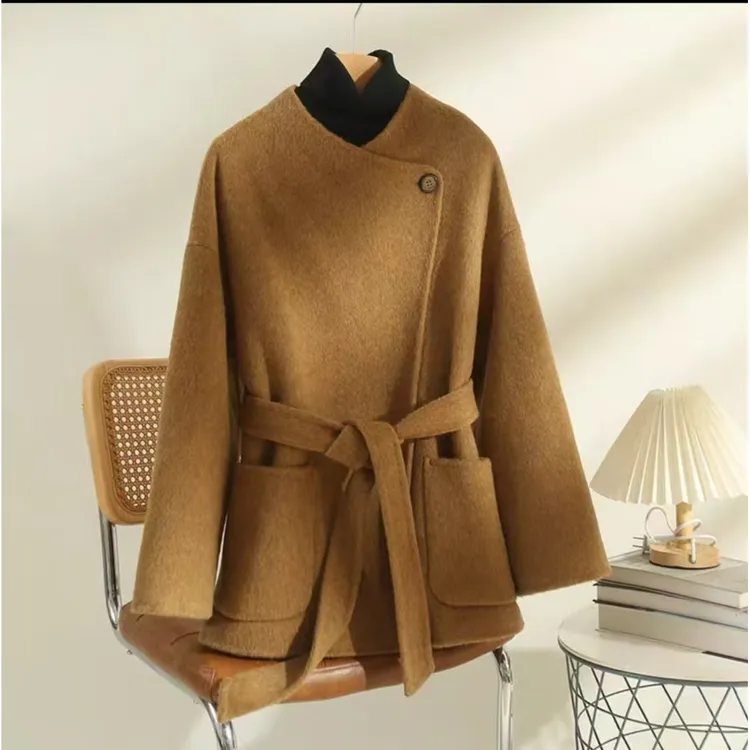 秋冬女毛呢外套韩系双面羊绒大衣短款宽松网红