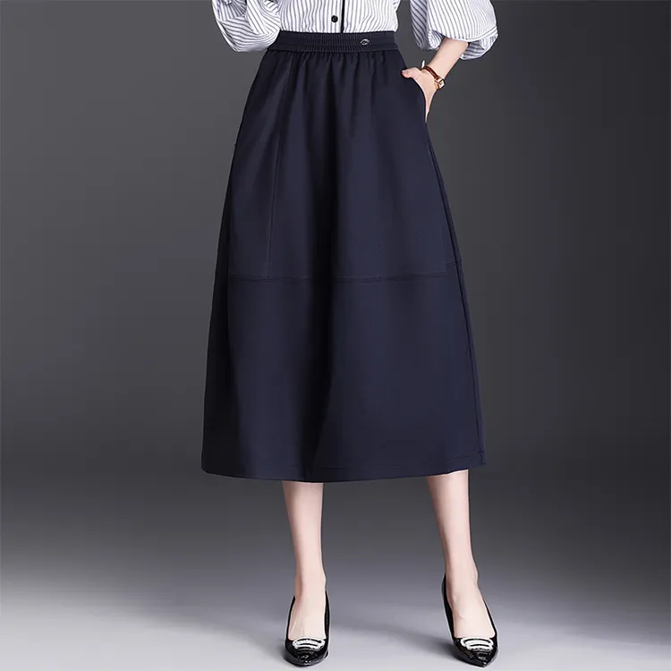 灯笼裙半身裙2025秋新款中长款高腰显瘦遮跨花苞裙气质休闲a字裙