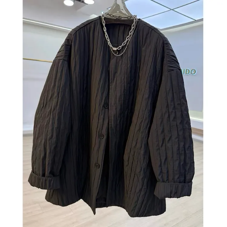 【运补5】高级感气质圆领宽松棉外套风衣加厚上衣女2025秋冬新款