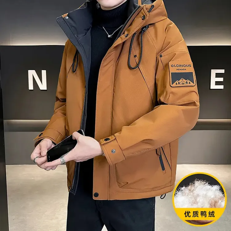 男士羽绒服2025冬季加厚宽松男女同款连帽鸭绒外套