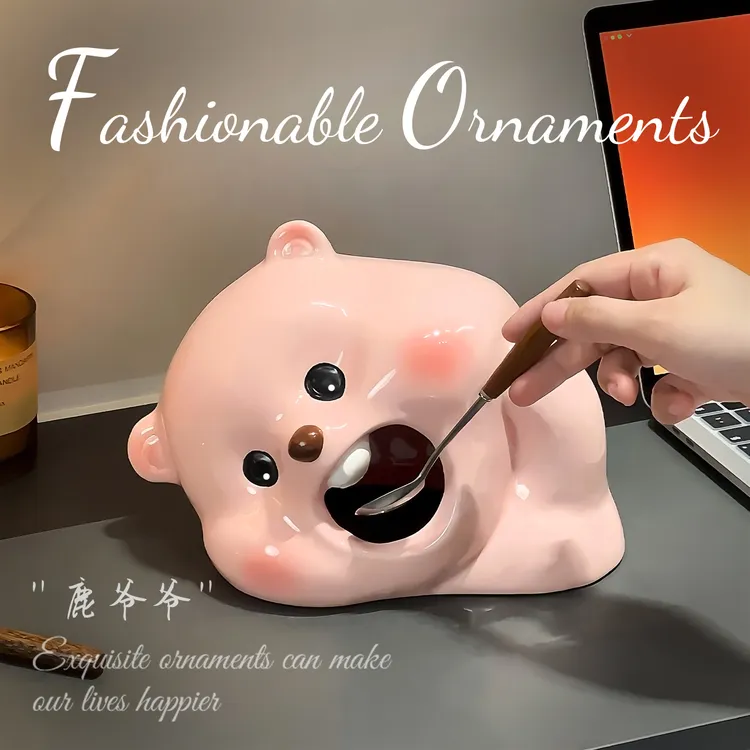 可爱陶瓷纸巾盒客厅高档轻奢餐巾抽纸盒家用客厅高颜值抽纸盒摆件