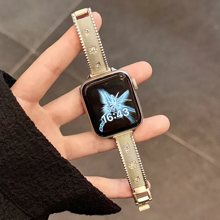 星芒镶钻适用小米手环9pro表带8pro弯片金属链式红米watch5/4腕带