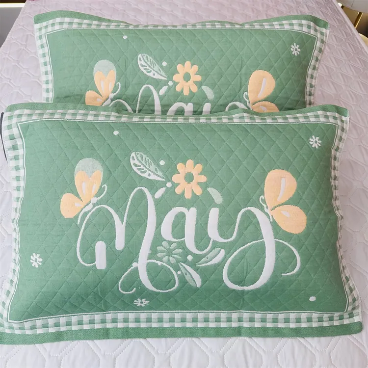 新款纱布棉枕巾一对装52*78成人家用吸汗加大加厚学生宿舍枕头巾