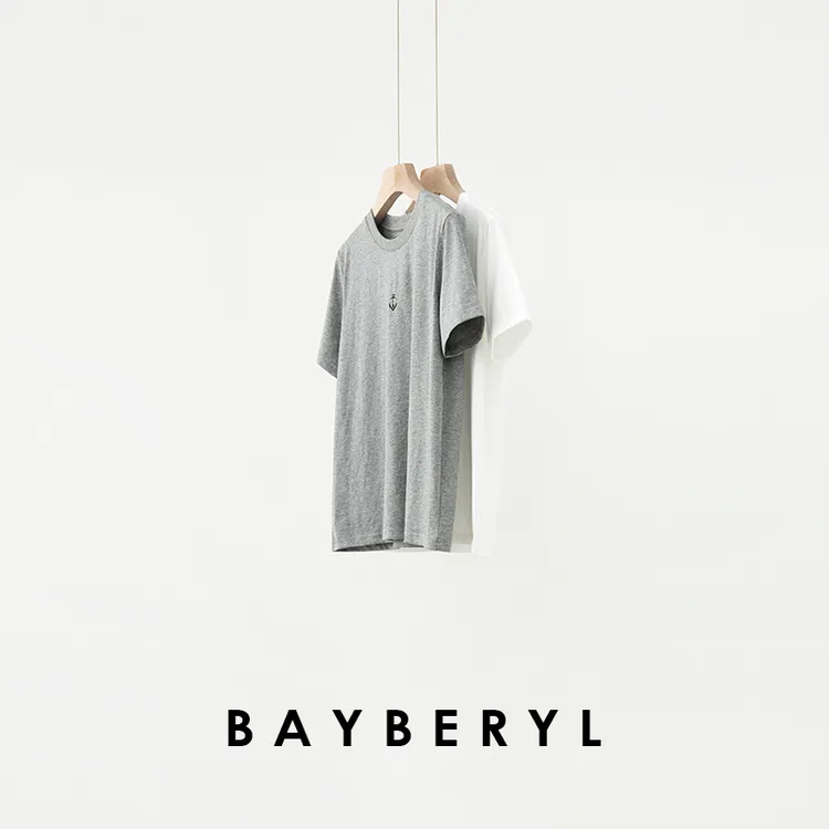 BAYBERYL老贝船锚T*刺绣圆领短袖休闲夏T恤NT5D1726-4/19