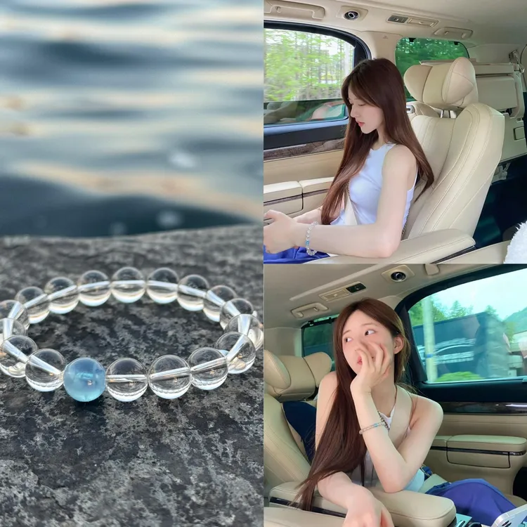 【明星同款】水晶手串 海蓝宝+白水晶 情绪和平高级优雅女生礼物